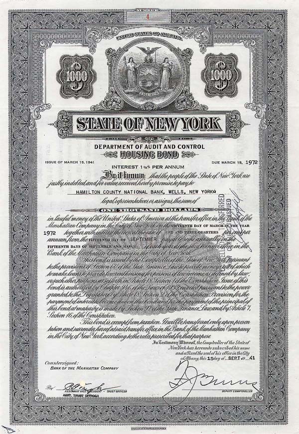 State of NY-Housing Bond