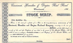 Cincinnati, Hamilton and Dayton - Stock Certificate