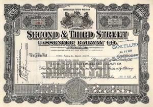 Second and Third Street Passenger Rwy of Philadelphia - Stock Certificate