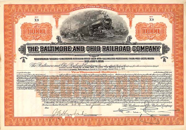 Baltimore and Ohio Railroad Co. - Various Denominations Bond