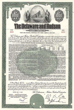Delaware and Hudson Railroad Co. -  $1,000 Bond