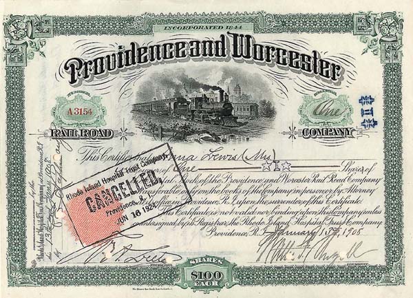 Providence and Worcester - Stock Certificate