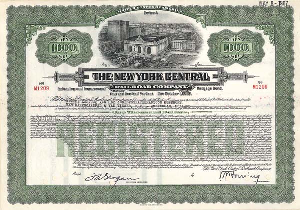 New York Central Railroad -  $1,000 Bond