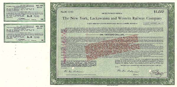 New York, Lackawanna and Western Railway - Bond