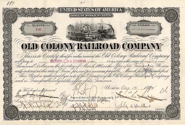 Old Colony Railroad Co. - Bond