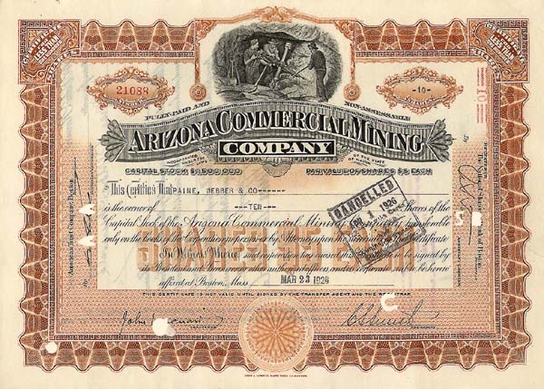 Arizona Commercial Mining Co. - Stock Certificate