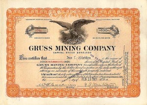 Gruss Mining Company - Stock Certificate