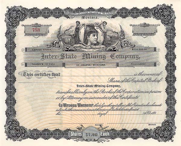 Inter-State Mining - Stock Certificate
