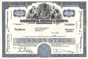 International Minerals and Chemical Corp - Stock Certificate