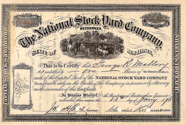 National Stockyard Co. - Stock Certificate