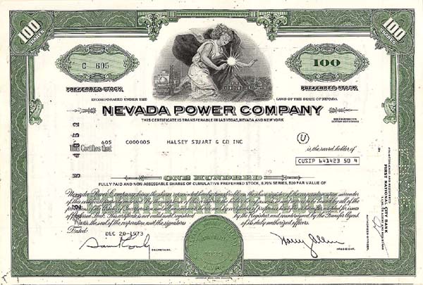 Nevada Power Company - Stock Certificate