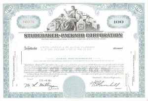 Studebaker-Packard Corporation - Stock Certificate