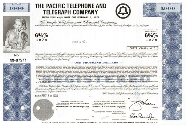 Pacific Telephone and Telegraph - Bond