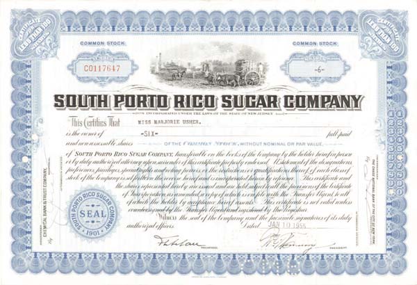 South Porto Rico Sugar Co. - Stock Certificate