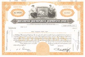 Belding Heminway Co, Inc. - Stock Certificate