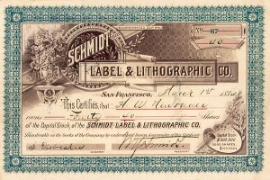 Schmidt Label and Lithographic Company - Stock Certificate