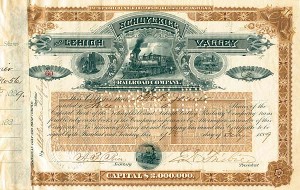 Schuylkill and Lehigh Valley Railroad Co. - Stock Certificate