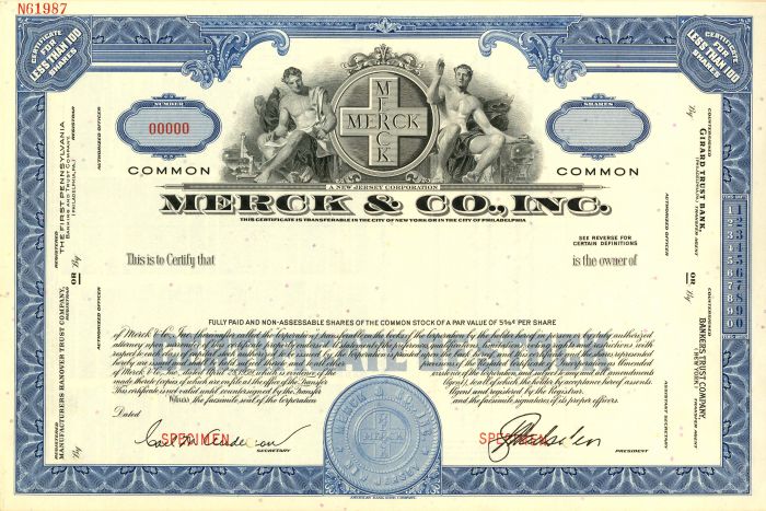 Merck and Co., Inc.  - Specimen Stock Certificate