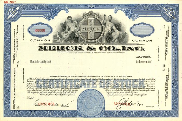 Merck and Co., Inc. - Specimen Stock Certificate