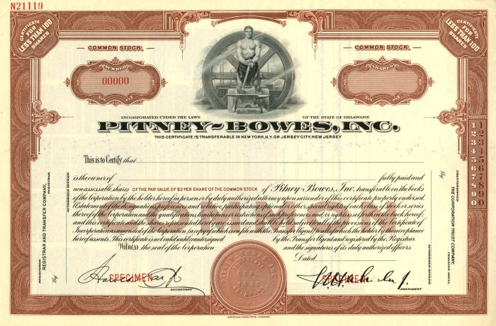 Pitney-Bowes, Inc. - Stock Certificate