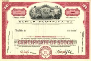 Schick Incorporated - Stock Certificate