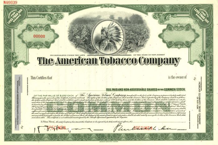 American Tobacco Co. - Stock Certificate