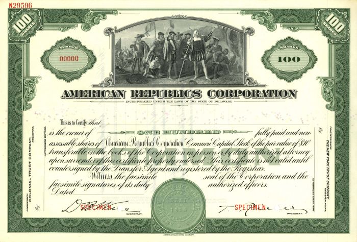 American Republics Corporation - Stock Certificate