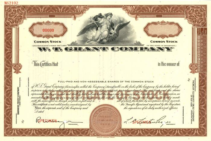 W.T. Grant Co. - Stock Certificate