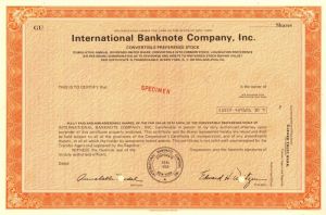 International Banknote Co., Inc. - Stock Certificate
