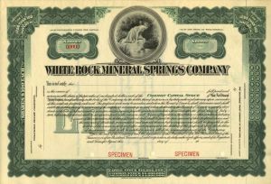 White Rock Mineral Springs Co. - Stock Certificate