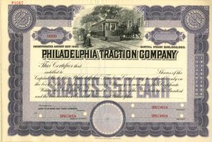 Philadelphia Traction Co. - Stock Certificate