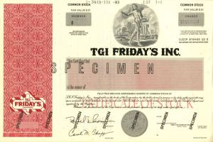 TGI Friday's Inc. - Stock Certificate