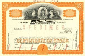 Manhattan Industries, Inc - Stock Certificate