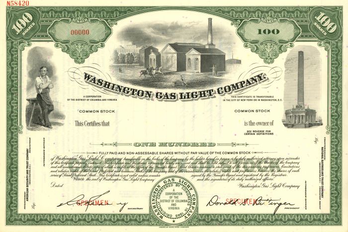Washington Gas Light Co. - Stock Certificate