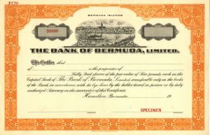 Bank of Bermuda, limited - Stock Certificate