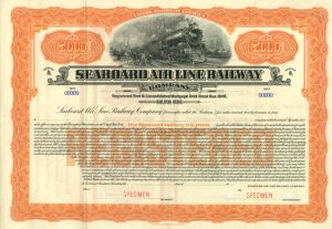 Seaboard Air Line Railway - Specimen Railroad Bond