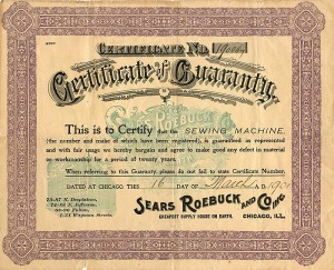 Sears Roebuck Co. Certificate of Guaranty