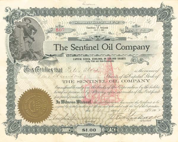 Sentinel Oil Co. - Stock Certificate