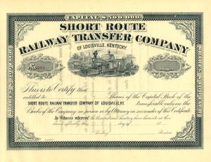 Short Route Railway Transfer Co. - Unissued Railroad Stock Certificate