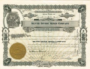 Silver Divide Mines Co. - Stock Certificate
