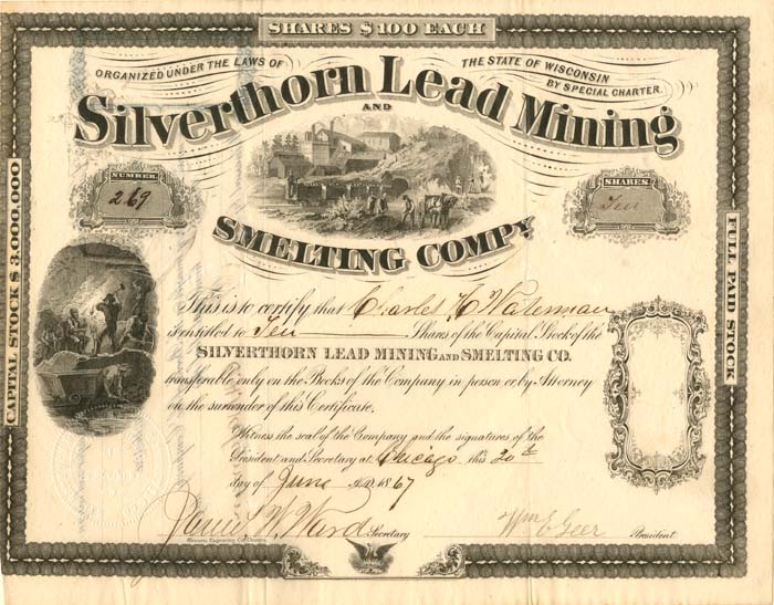Silverthorn Lead Mining and Smelting Co. - Stock Certificate