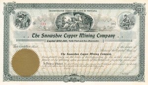 Snowshoe Copper Mining Co. - Unissued Stock Certificate