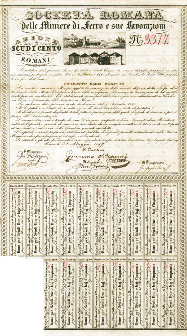 Societa Romana Delle Miniere di Ferro E Sue Favorazioni - SOLD