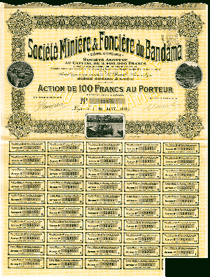 Societe Miniere and Fonciere du Bandama - Stock Certificate