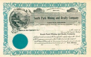 South Park Mining and Realty Co. - Stock Certificate