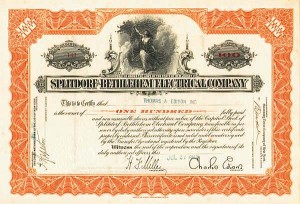 Thomas A. Edison Inc. - Splitdorf-Bethlehem Electrical Co - Stock Certificate (Uncanceled)