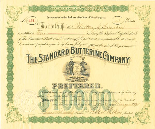 Standard Butterine Co - Stock Certificate