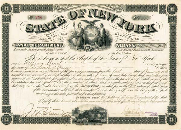 State of New York - Canal Department - Bond