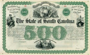 State of South Carolina - 1874 dated Columbia, South Carolina Municipal Bond