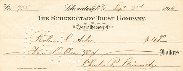 Charles P. Steinmetz signed check
